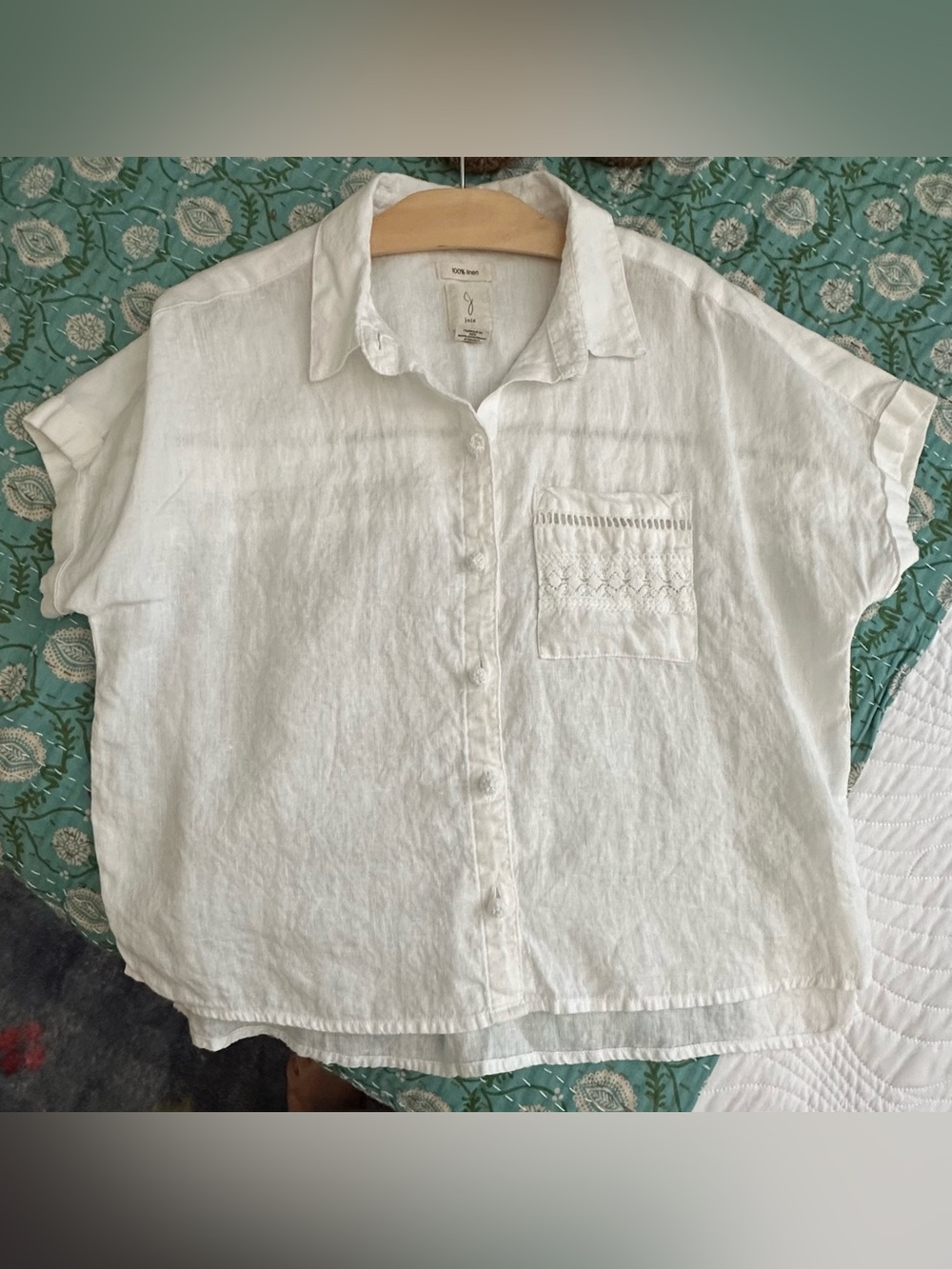 Joie White Linen Shirt with Subtle Trim